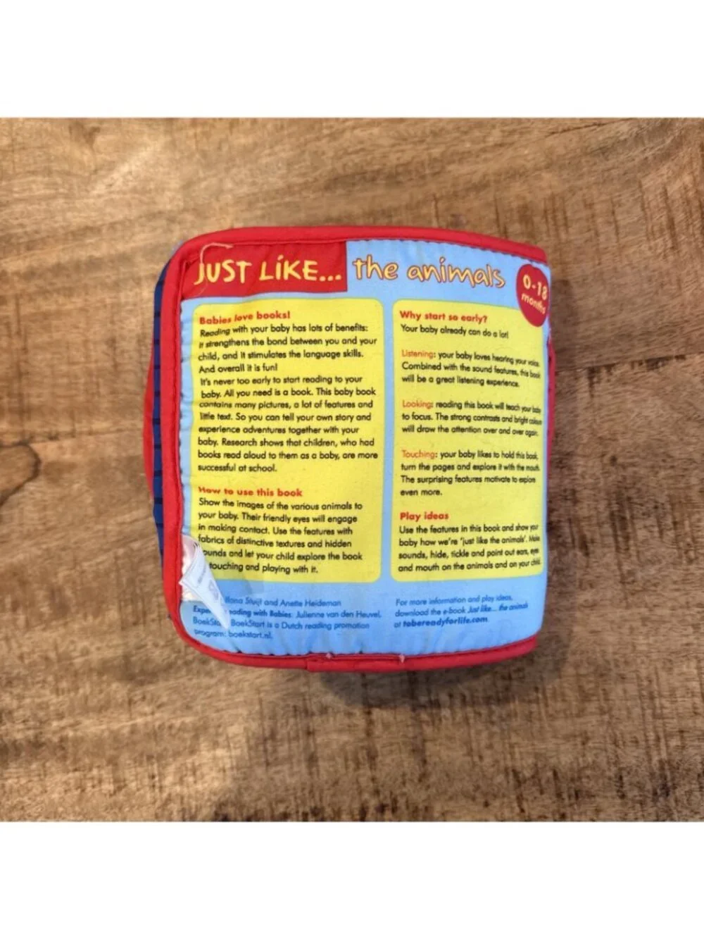 Just Like ... the Animals soft cloth Baby Book Peekaboo Rattle Sensory Textured